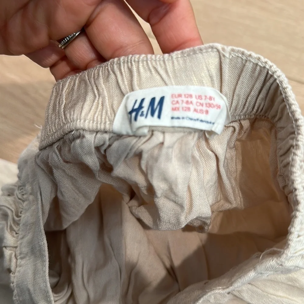 h&m girls linen skirt beige 7/8Y